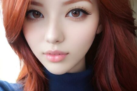 AI girl with red hair wallpaper