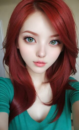 AI girl with red hair wallpaper