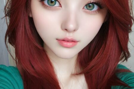 AI girl with red hair wallpaper