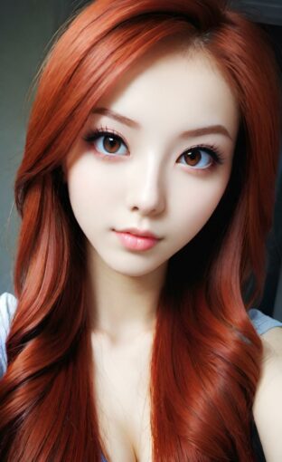 AI girl with red hair wallpaper