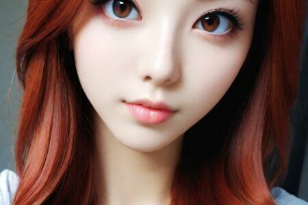 AI girl with red hair wallpaper