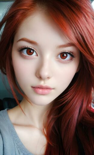 AI girl with red hair wallpaper