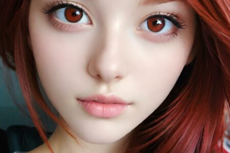 AI girl with red hair wallpaper