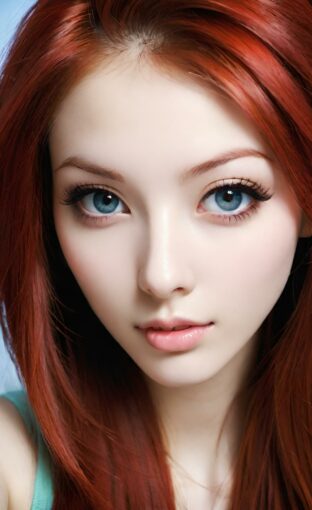 AI girl with red hair wallpaper