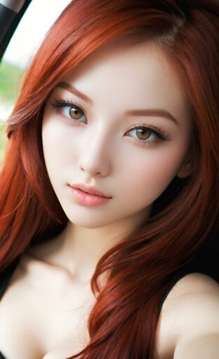 AI girl with red hair wallpaper
