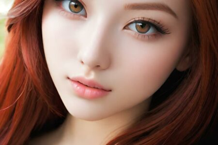 AI girl with red hair wallpaper