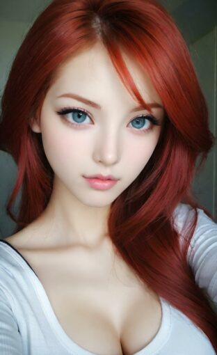AI girl with red hair wallpaper