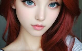 AI girl with red hair wallpaper