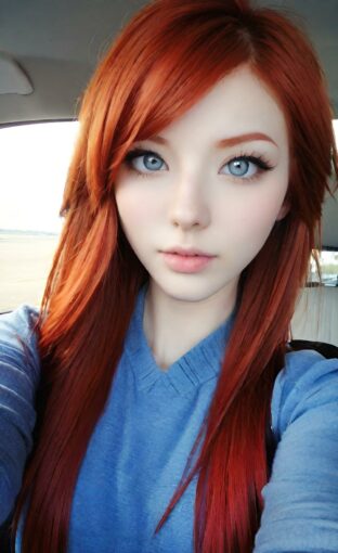 AI girl with red hair wallpaper