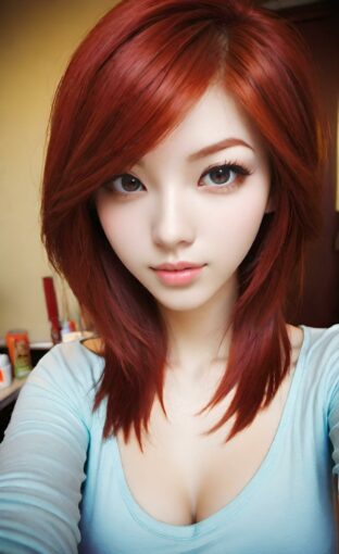 AI girl with red hair wallpaper