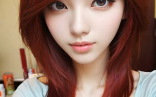 AI girl with red hair wallpaper