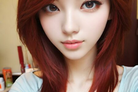 AI girl with red hair wallpaper