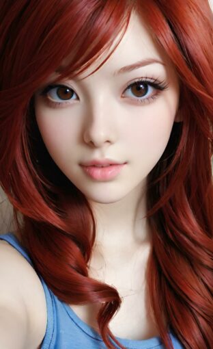 AI girl with red hair wallpaper