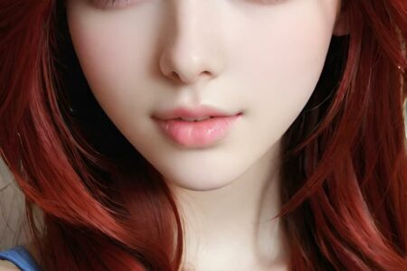AI girl with red hair wallpaper