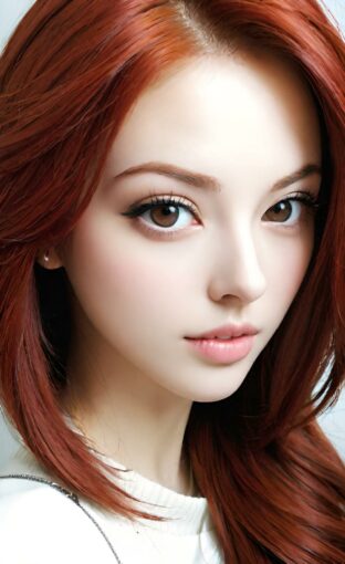 AI girl with red hair wallpaper