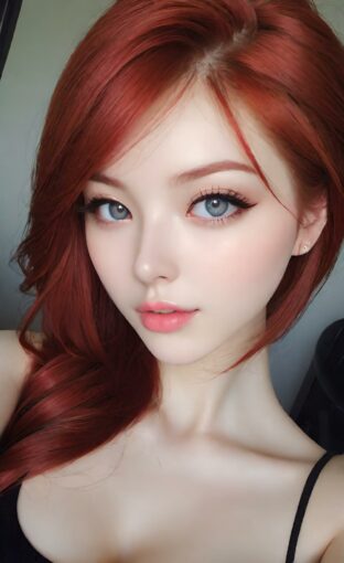 AI girl with red hair wallpaper