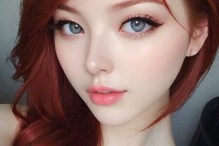 AI girl with red hair wallpaper