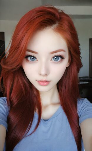 AI girl with red hair wallpaper