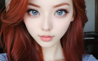 AI girl with red hair wallpaper