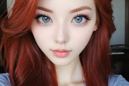 AI girl with red hair wallpaper