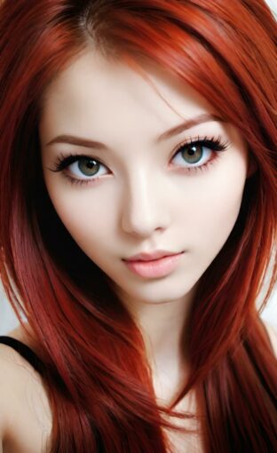 AI girl with red hair wallpaper