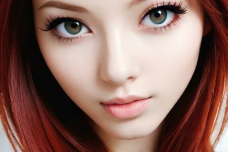 AI girl with red hair wallpaper
