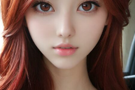 AI girl with red hair wallpaper