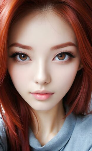 AI girl with red hair wallpaper