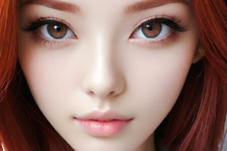 AI girl with red hair wallpaper
