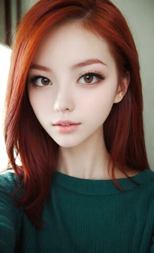 AI girl with red hair wallpaper