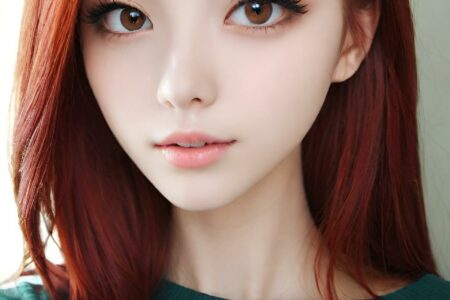 AI girl with red hair wallpaper