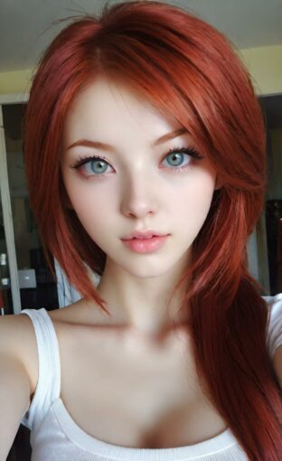 AI girl with red hair wallpaper