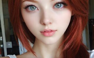 AI girl with red hair wallpaper