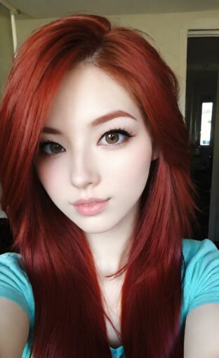 AI girl with red hair wallpaper