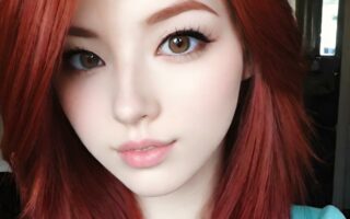 AI girl with red hair wallpaper