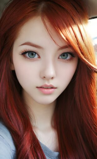 AI girl with red hair wallpaper