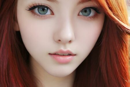 AI girl with red hair wallpaper