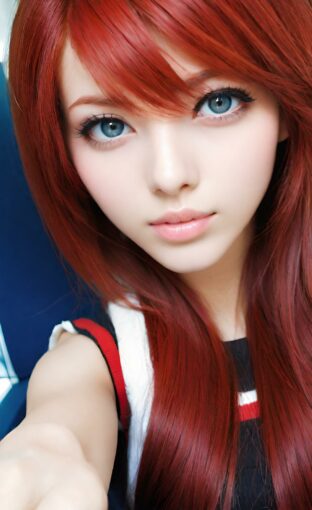 AI girl with red hair wallpaper