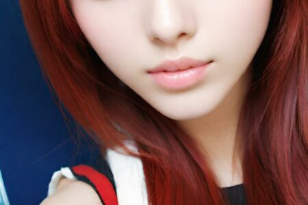 AI girl with red hair wallpaper