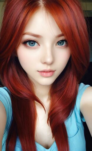 AI girl with red hair wallpaper