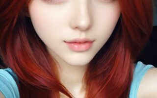 AI girl with red hair wallpaper