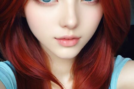 AI girl with red hair wallpaper