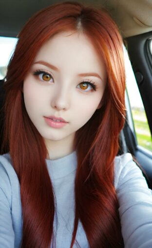 AI girl with red hair wallpaper
