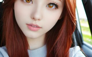 AI girl with red hair wallpaper