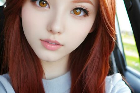 AI girl with red hair wallpaper