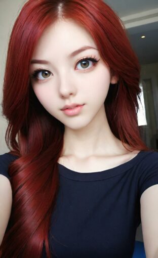 AI girl with red hair wallpaper