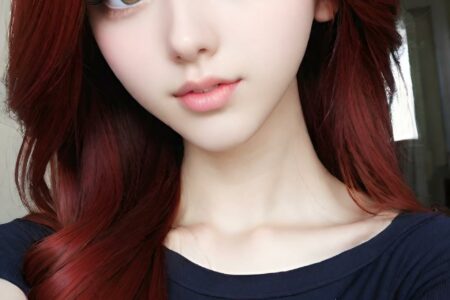 AI girl with red hair wallpaper