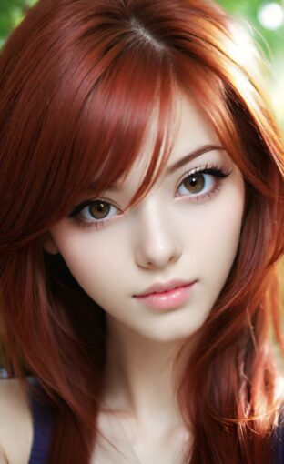 AI girl with red hair wallpaper