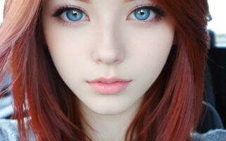 AI girl with red hair wallpaper