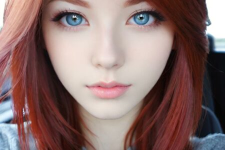 AI girl with red hair wallpaper